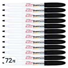 문화연필 세필 화이트 보드마카, 검정, 72개