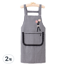 아메리칸로드 꽃꽃이 체크무늬 포켓 앞치마 YK034, 블랙, 2개