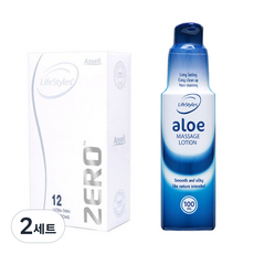 라이프스타일 안셀 제로 핏 콘돔 12p + 알로에 젤 100ml, 2세트