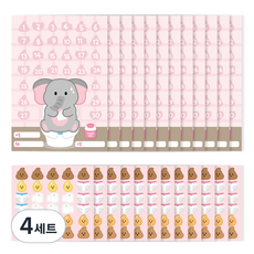 워너디스 할수있어 동물 칭찬 스티커판 12p + 스티커 12p 세트, 응가을 해요, 4세트
