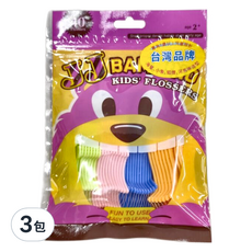 JJ BAMBINO 動物兒童牙線棒，台灣品牌，2歲以上兒童適用, 40支, 3包, 動物