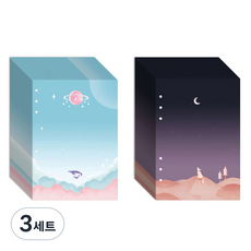 세컨드맨션 A5 6공 리필속지 문라이트 별우주 하늘 + 사막여우 세트, 3세트