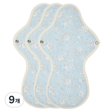 Wizlly 防水棉布衛生棉 白花藍色, 夜用, 1片, 9片