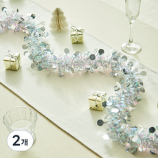 텐셀 크리스마스가랜드 장식 반짝이 도트, 실버, 2m, 2개