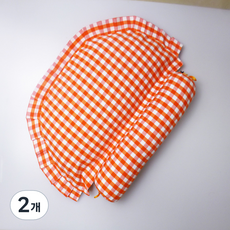 비투윈 메모리폼 경추베개, 오렌지 체크, 2개