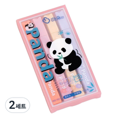 Olroom 護眼熊貓螢光筆4件組, 2套, 粉紅色