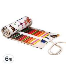 Allode 帆布捲簾式彩色鉛筆袋 48色 58 x 20 cm, 6個, 05 動物園