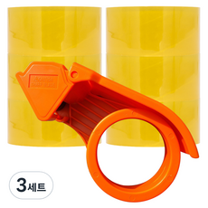 오공 박스테이프 48mm x 50m 6p + 커터기 세트, 투명(테이브), 오렌지(커터기), 3세트