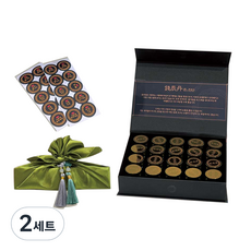 LOVELY FARM 金錢處方 韓藥零用錢盒 20格 + 包袱巾 + 流蘇裝飾 2入 + 說明書 + 圓形貼紙 全套組合, 綠色(包袱巾), 隨機出貨(流蘇裝飾), 2套