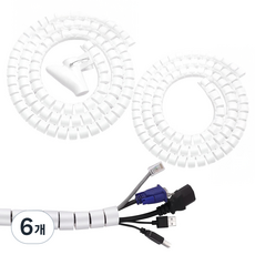 엔더 전선 보호 튜브 꽈배기형 매직 케이블 선정리 소품, 6개, 화이트