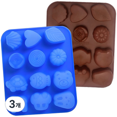 Venta 矽膠模具 迷你動物與自然 12格, 隨機出貨, 3個
