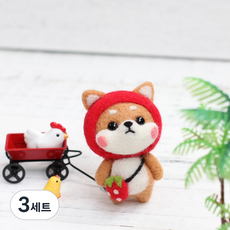 펫돌 양양이 니들펠트 인형 DIY 세트, 딸기시바, 3세트