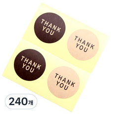 아이엔피 봄91 국산 KP 원형 도시락 스티커, 땡큐, 240개