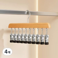 SJ 多用途原木10夾夾式衣架, 淺木色, 4個