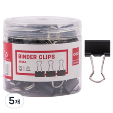 델리 메탈 더블클립 블랙 6호 15mm E8566A, 특소, 60개입, 5개