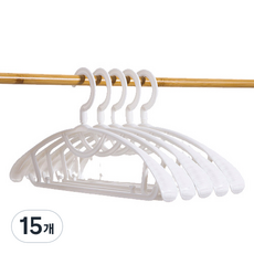 퍼즈생활건강 어깨뿔방지 논슬립 왕뽕 360도 회전 옷걸이, 화이트, 15개