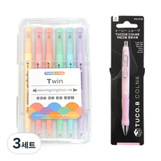 TUCO.B KOMA 雙頭柔色螢光筆 6色 + Dr. GRIP 舒適自動鉛筆套組, 粉紅色(自動鉛筆), 3套