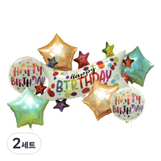 생일 현수막 장식 호일 세트, 혼합색상, 2세트