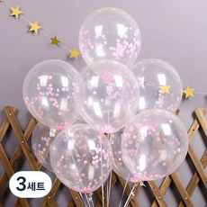 파티해 써클 컨페티풍선 20p + 손펌프 랜덤발송 +컬링리본 + 스펀지닷 세트, 핑크, 3세트