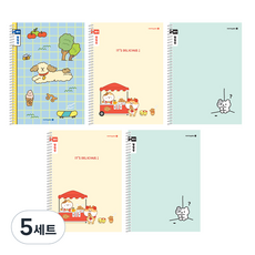 morning glory Chaeum Note 國小線圈筆記本 聯絡簿 窄行 3款 + 隨機出貨 2入組 A, 5套, 格紋狗狗, 狗狗鯛魚燒, 獨自一個