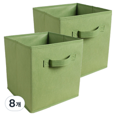 綠色折疊式不織布收納箱整理箱, 8個, 綠色