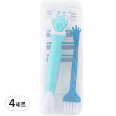 바디애 여성용 면도기 + 면도날 4p + 브러쉬 세트 블루, 4세트