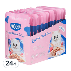 MOOCHIE 어덜트 고양이 피모건강 습식사료, 참치, 70g, 24개