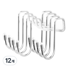 Market Plan 不鏽鋼304多用途門後掛勾 雙掛勾 方形, 銀色, 12個