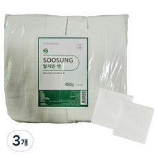 수성 탈지면 엔 절단솜 4 x 4 cm 450g, 1팩, 3개