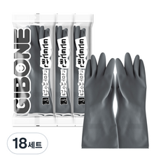 기본에 튼튼한 고무장갑, 에시 그레이, 대(L), 18세트