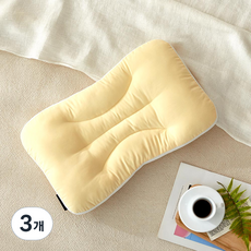 모던하우스 ON 부드럽고 낮은 목이 편안한 메쉬 경추베개, 옐로우, 3개