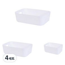 피피홈리빙 다용도 수납박스 펜트리 정리함 3종 세트, 4세트, 화이트