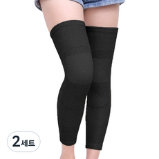 건강별밭 무릎 종아리 방한 보호대 좌우 세트 블랙, 2세트