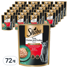 쉬바 고양이 주식 파우치, 닭+참치, 70g, 72개
