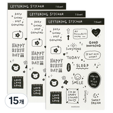 페이퍼리안 레터링 리무버블 스티커, C 화이트, 15개