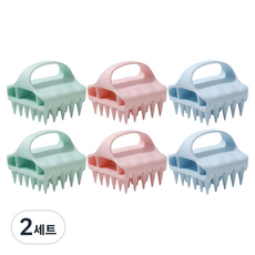 elive 居家護理頭皮按摩器 3款 x 2入組, 2個, 藍色, 粉紅色, 綠色