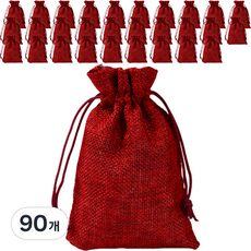 Maket Gamseong 亞麻抽繩束口袋 10 x 14, 酒紅色, 90個