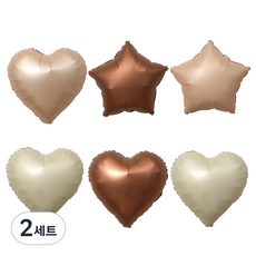 P&B UNITY 棕色星星愛心氣球6件組, 混色, 2套