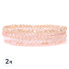 Homesell 瑜珈冥想彈力手鍊 粉紅色 18cm, 2個