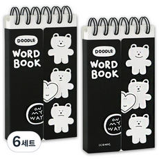ICONIC Doodle 單字筆記本 81張, 02 黑色, 6套
