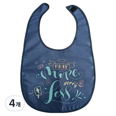 뉴실버 어르신 환자 성인 식사 방수 커버 세면 턱받이 60 x 40 cm, 네이비, 4개