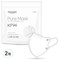 Tamsaa Pure口罩 KF94, 白色, 25片, 2包