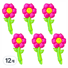 Party09 雛菊長柄氣球, 桃紅色, 12個