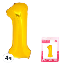 PARTYSHOW 數字 鋁箔氣球 大型 1, 金色, 4個