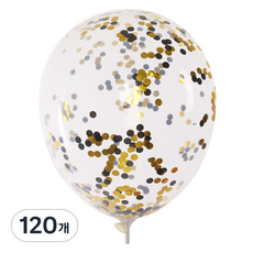 컨페티풍선 30cm, 원형 골드블랙, 120개