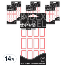 쁘띠팬시 인덱스 라벨스티커 20-213, 빨강(20-213R), 14개