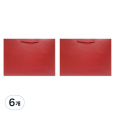 홀마크 무지 단색 가로형 쇼핑백 대, 레드, 6개