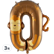 Isabelle Home 超大動物數字氣球, 0 猴子, 3個