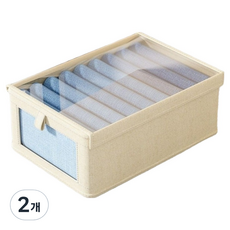 Sefri 透明視窗衣櫃整理收納箱, 2個, 米色