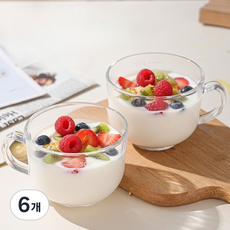 나리다 요거트 우유 시리얼컵 300ml, 투명, 6개